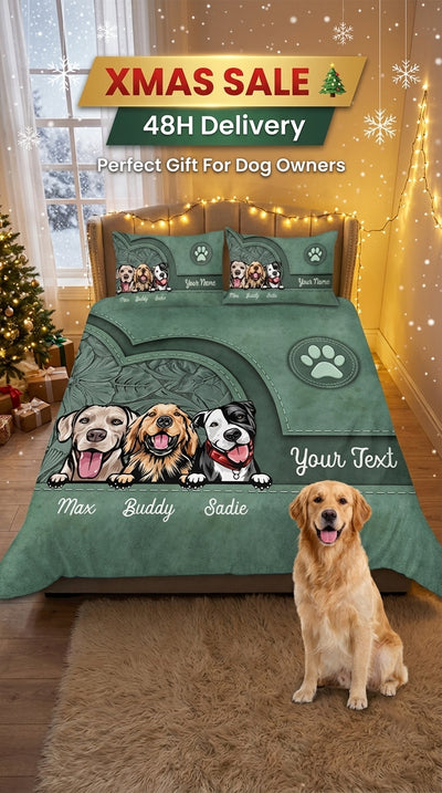 Dog Personalized Bedding Set, Personalized Gift for Dog Lovers, Dog Dad, Dog Mom - BD146PS05