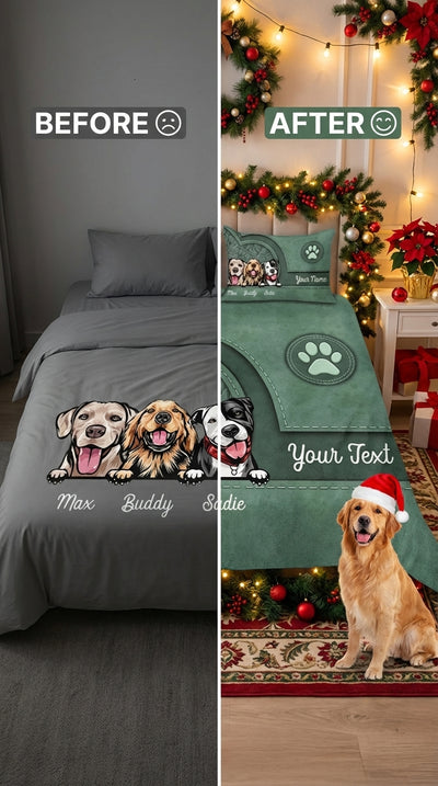Dog Personalized Bedding Set, Personalized Gift for Dog Lovers, Dog Dad, Dog Mom - BD146PS05re