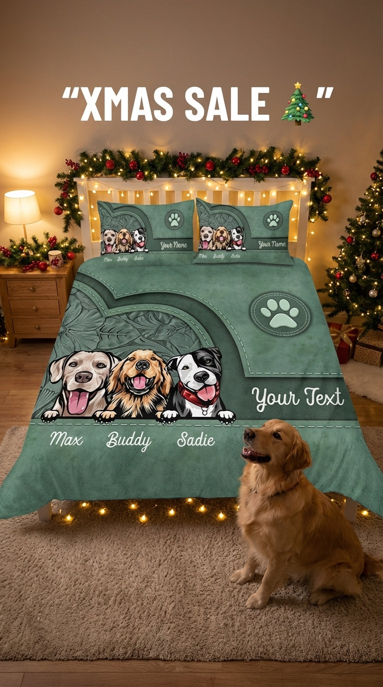 Dog Personalized Bedding Set, Personalized Gift for Dog Lovers, Dog Dad, Dog Mom - BD146PS05