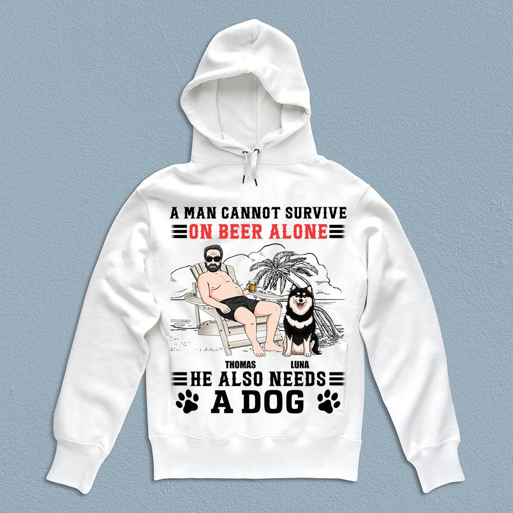 A Man Cannot Survive On Beer Alone He Also Needs Dogs Dog Personalized Shirt, Father’s Day Gift for Dog Lovers, Dog Dad, Dog Mom - TSA51PS02 - BMGifts