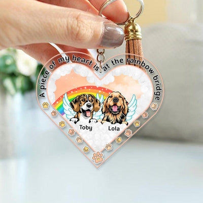 A Piece Of My Heart Is At The Rainbow Bridge Dog Personalized Acrylic Keychain, Personalized Gift for Dog Lovers, Dog Dad, Dog Mom - AK010PS14 - BMGifts