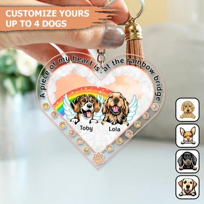A Piece Of My Heart Is At The Rainbow Bridge Dog Personalized Acrylic Keychain, Personalized Gift for Dog Lovers, Dog Dad, Dog Mom - AK010PS14 - BMGifts