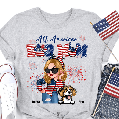 All American Dog Mom Dog Personalized Shirt, Personalized Gift for Dog Lovers, Dog Dad, Dog Mom - TSB57PS02 - BMGifts