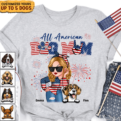 All American Dog Mom Dog Personalized Shirt, Personalized Gift for Dog Lovers, Dog Dad, Dog Mom - TSB57PS02 - BMGifts