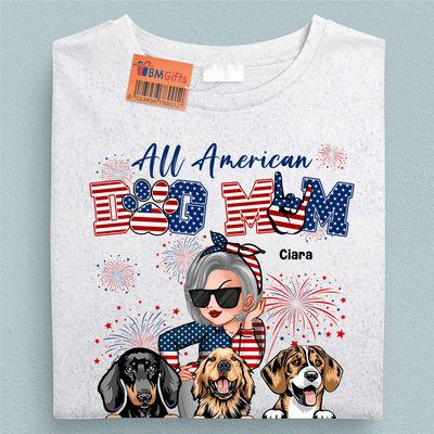 All American Dog Mom Dog Personalized Shirt, Personalized Gift for Dog Lovers, Dog Dad, Dog Mom - TSB57PS02 - BMGifts