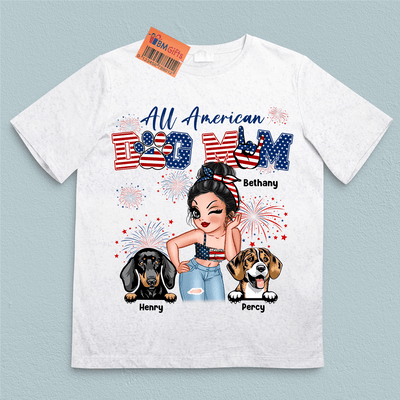 All American Dog Mom Dog Personalized Shirt, Personalized Gift for Dog Lovers, Dog Dad, Dog Mom - TSB57PS02 - BMGifts