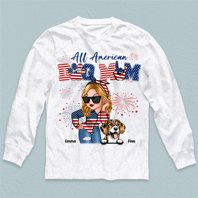 All American Dog Mom Dog Personalized Shirt, Personalized Gift for Dog Lovers, Dog Dad, Dog Mom - TSB57PS02 - BMGifts