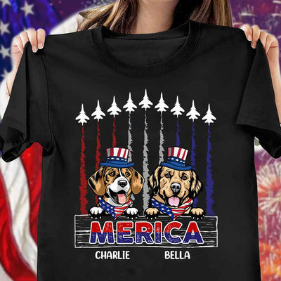 America Dog Personalized Shirt, US Independence Day Gift for Dog Lovers, Dog Dad, Dog Mom - TS068PS14 - BMGifts