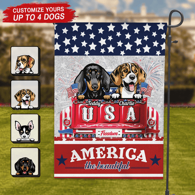 America The Beautiful Dog Personalized Flag, US Independence Day Gift for Dog Lovers, Dog Dad, Dog Mom - GA010PS14 - BMGifts