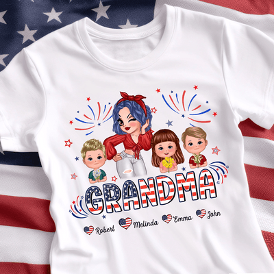 American Grandma Grandma Personalized Shirt, US Independence Day Gift for Nana, Grandma, Grandmother, Grandparents - TS965PS01 - BMGifts