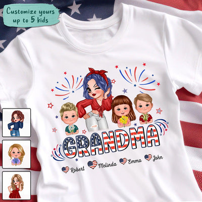 American Grandma Grandma Personalized Shirt, US Independence Day Gift for Nana, Grandma, Grandmother, Grandparents - TS965PS01 - BMGifts