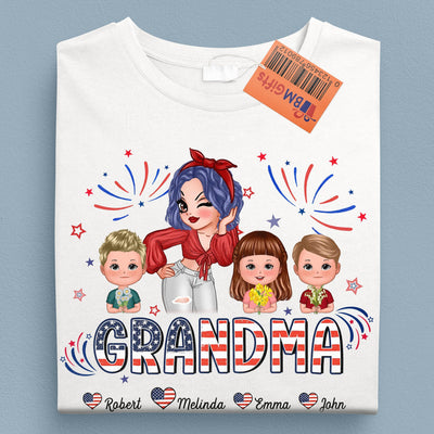 American Grandma Grandma Personalized Shirt, US Independence Day Gift for Nana, Grandma, Grandmother, Grandparents - TS965PS01 - BMGifts