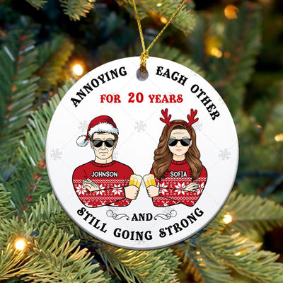 Annoying Each Other Couple Personalized Round Ornament, Christmas Gift for Couples, Husband, Wife, Parents, Lovers - RO068PS01 - BMGifts