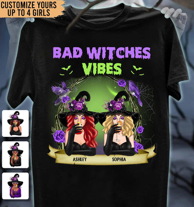 Bad Witches Vibes Bestie Personalized Shirt, Halloween Gift for Besties, Sisters, Best Friends, Siblings - TSB28PS02 - BMGifts