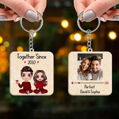 Being Perfect Couple Together Couple Personalized Acrylic Keychain, Personalized Gift for Couples, Husband, Wife, Parents, Lovers - AK002PS01 - BMGifts