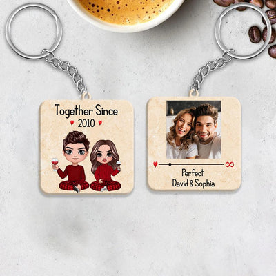 Being Perfect Couple Together Couple Personalized Acrylic Keychain, Personalized Gift for Couples, Husband, Wife, Parents, Lovers - AK002PS01 - BMGifts
