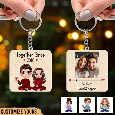 Being Perfect Couple Together Couple Personalized Acrylic Keychain, Personalized Gift for Couples, Husband, Wife, Parents, Lovers - AK002PS01 - BMGifts