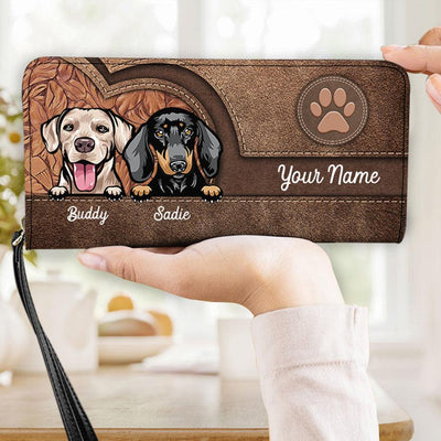 Beloved Dogs In Heart Shape Personalized Clutch Purse, Personalized Gift for Dog Lovers, Dog Dad, Dog Mom - PU305PS06 - BMGifts