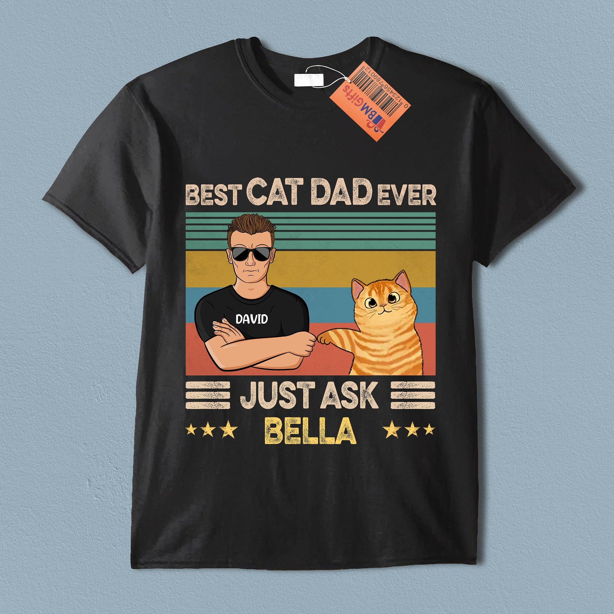 Best Cat Dad Ever Cat Personalized Shirt, Personalized Father's Day Gift for Cat Lovers, Cat Dad - TS867PS01 - BMGifts