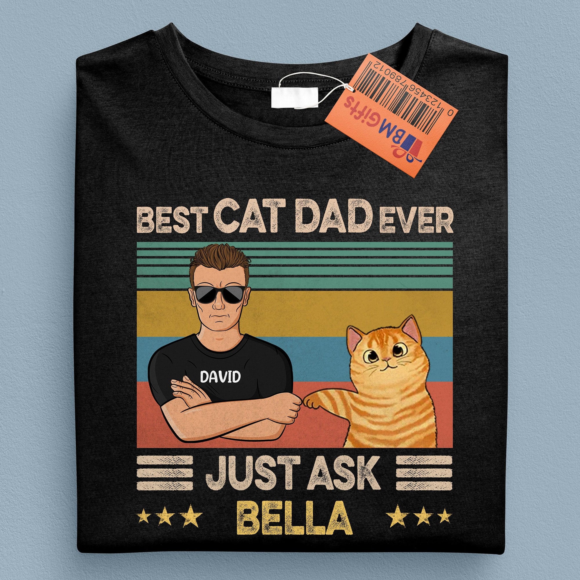 Best Cat Dad Ever Cat Personalized Shirt, Personalized Father's Day Gift for Cat Lovers, Cat Dad - TS867PS01 - BMGifts
