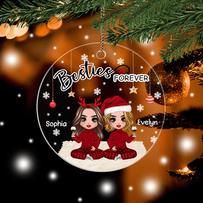 Bestie Forever Bestie Personalized Custom Shaped Acrylic Ornament, Christmas Gift for Besties, Sisters, Best Friends, Siblings - SA001PS14 - BMGifts