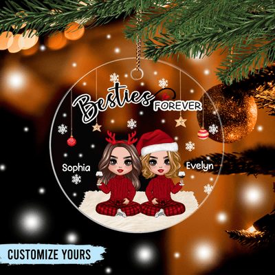 Bestie Forever Bestie Personalized Custom Shaped Acrylic Ornament, Christmas Gift for Besties, Sisters, Best Friends, Siblings - SA001PS14 - BMGifts