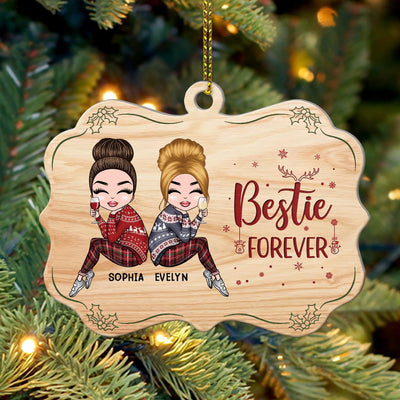 Bestie Forever Bestie Personalized Custom Shaped Ornament, Christmas Gift for Besties, Sisters, Best Friends, Siblings - WO006PS14 - BMGifts