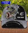 Big Fish Silver And Black Color Fishing Personalized Classic Cap, Personalized Gift for Fishing Lovers - CP133Ps02 - BMGifts