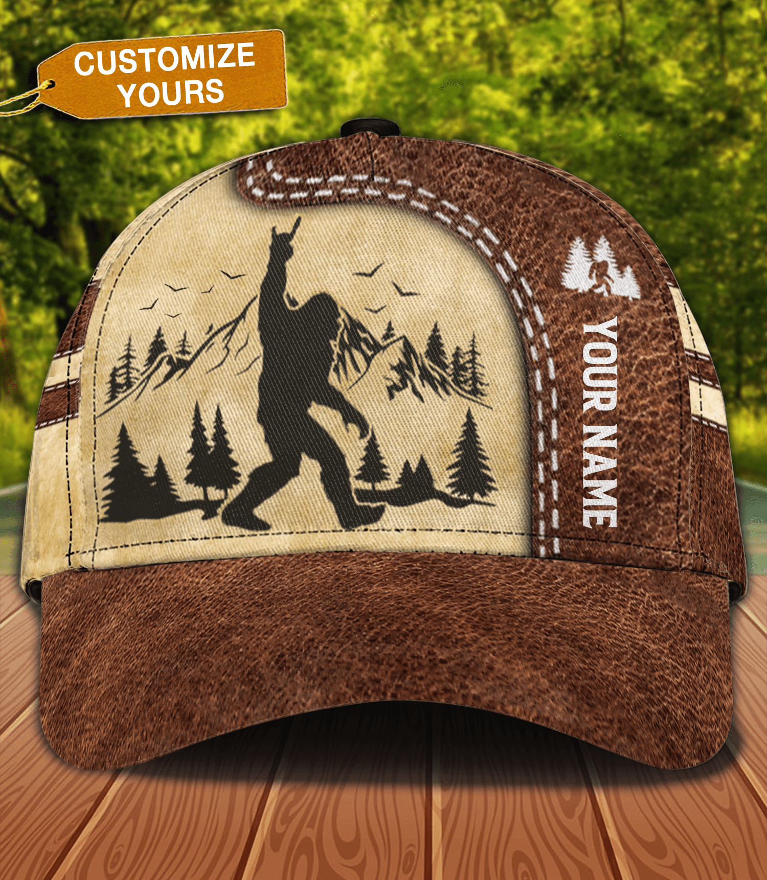 Bigfoot With Mountain Bigfoot Personalized Classic Cap, Personalized Gift for Bigfoot - CP033PS14 - BMGifts