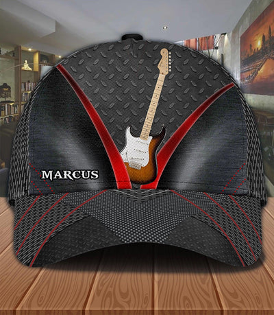 Black And Red Color Guitar Personalized Classic Cap, Personalized Gift for Music Lovers, Guitar Lovers - CP138PS02 - BMGifts