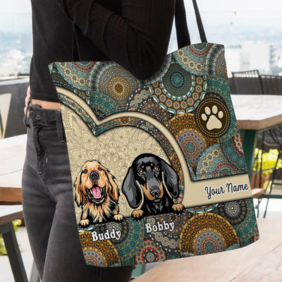 Bohemian Pattern Dog Personalized All Over Tote Bag, Personalized Gift for Dog Lovers, Dog Dad, Dog Mom - TO027PS14 - BMGifts