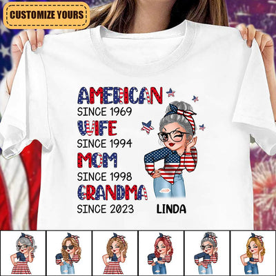 Born To Be An American Legend Grandma Personalized Shirt, US Independence Day Gift for Nana, Grandma, Grandmother, Grandparents - TS974PS01 - BMGifts