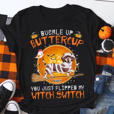 Buckle Up Buttercup Dog Personalized Shirt, Halloween Gift for Dog Lovers, Dog Dad, Dog Mom - TSB22PS01 - BMGifts