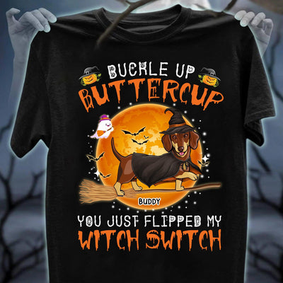 Buckle Up Buttercup Dog Personalized Shirt, Halloween Gift for Dog Lovers, Dog Dad, Dog Mom - TSB22PS01 - BMGifts