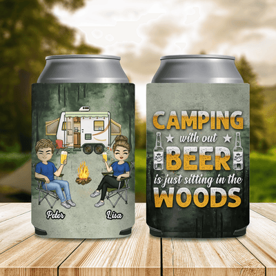 Camping With Out Beer Is Just Sitting In The Woods Personalized Koozies, Personalized Gift for Camping Lovers - KZ007PS05 - BMGifts