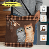 Caro Pattern Brown Color Cat Personalized All Over Tote Bag, Personalized Gift for Cat Lovers, Cat Mom, Cat Dad - TO213PS02 - BMGifts