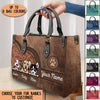 Cat And Dog Personalized Leather Handbag, Personalized Gift for Dog Lovers, Dog Dad, Dog Mom - LD047PS02 - BMGifts