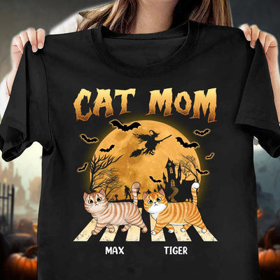 Cat Mom Cat Personalized T-shirt, Personalized Halloween Gift for Cat Lovers, Cat Dad, Cat Mom - TS068PS15 - BMGifts