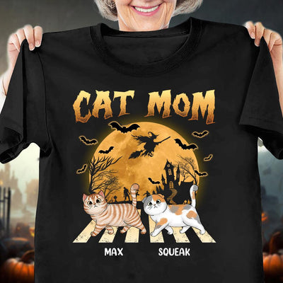 Cat Mom Cat Personalized T-shirt, Personalized Halloween Gift for Cat Lovers, Cat Dad, Cat Mom - TS068PS15 - BMGifts