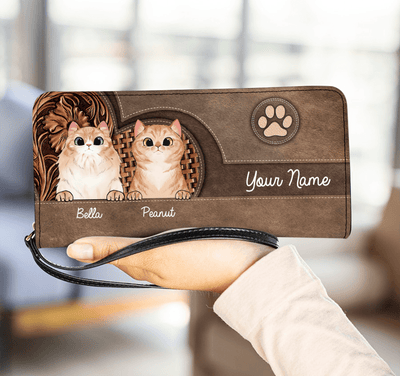 Cat Personalized Clutch Purse, Personalized Gift for Cat Lovers, Cat Mom, Cat Dad - PU003PS - BMGifts