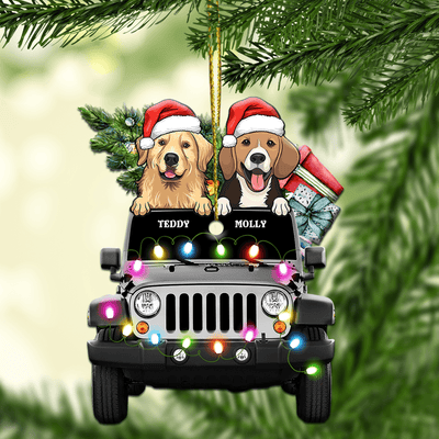 Colorful Jeep Car Dog Personalized Custom Shaped Ornament, Christmas Gift for Dog Lovers, Dog Dad, Dog Mom - WO015PS02 - BMGifts