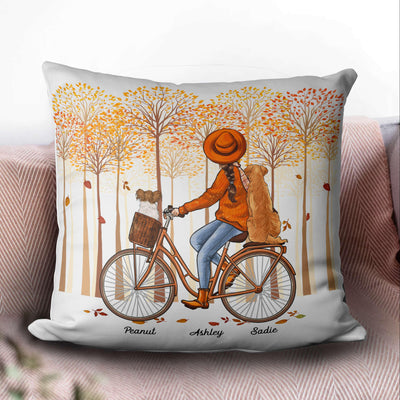 Cycling With Dogs Dog Personalized Linen Pillow, Personalized Mother's Day Gift for Dog Lover, Dog Mom - PL056PS01 - BMGifts