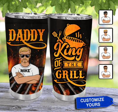 Daddy King Of The Grill Father Personalized Tumbler, Father’s Day Gift for Dad, Papa, Parents, Father, Grandfather - TB117PS02 - BMGifts