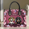 Dark Burgundy Rose Dog Personalized Leather Handbag, Personalized Gift for Dog Lovers, Dog Dad, Dog Mom - LD005PS14 - BMGifts