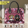 Dark Burgundy Rose Dog Personalized Leather Handbag, Personalized Gift for Dog Lovers, Dog Dad, Dog Mom - LD005PS14 - BMGifts