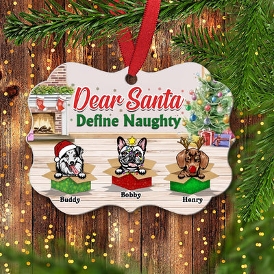 Dear Santa Define Naughty Dog Personalized Aluminium Medallion Ornament, Christmas Gift for Dog Lovers, Dog Dad, Dog Mom - AO101PS02 - BMGifts