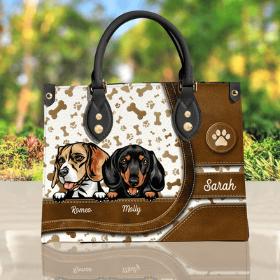 Dog Brown Bone Personalized Leather Handbag, Personalized Gift for Dog Lovers, Dog Dad, Dog Mom - LD111PS05 - BMGifts
