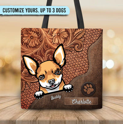 Dog Brown Personalized All Over Tote Bag, Personalized Gift for Dog Lovers, Dog Dad, Dog Mom - TO224PS05 - BMGifts