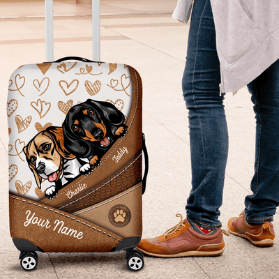 Dog Curve Heart Summer Personalized Luggage Cover, Personalized Gift for Dog Lovers, Dog Dad, Dog Mom - LC022PS05 - BMGifts