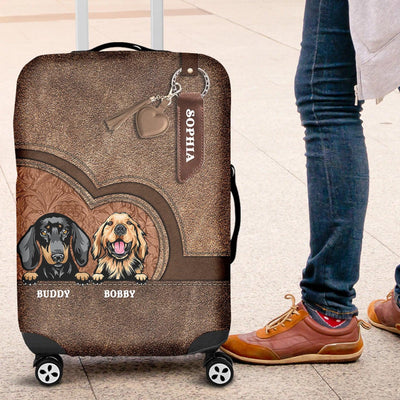 Dog Heart Basic Personalized Luggage Cover, Personalized Gift for Dog Lovers, Dog Dad, Dog Mom - LC020PS05 - BMGifts